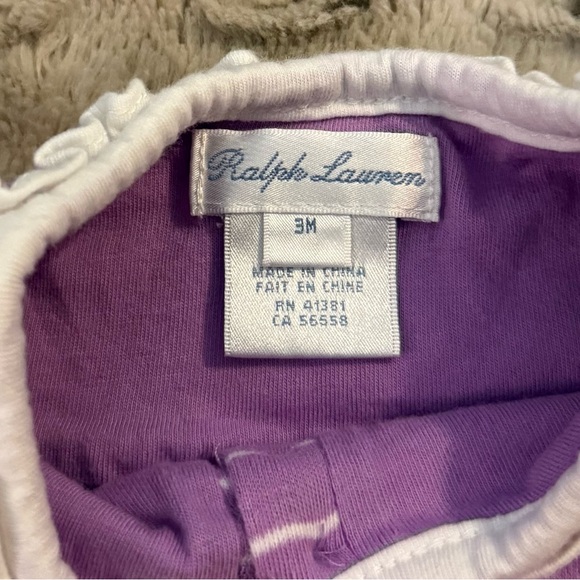 Ralph Lauren Baby Girl Pony Logo Purple Footie Romper One Piece - Picture 3 of 3